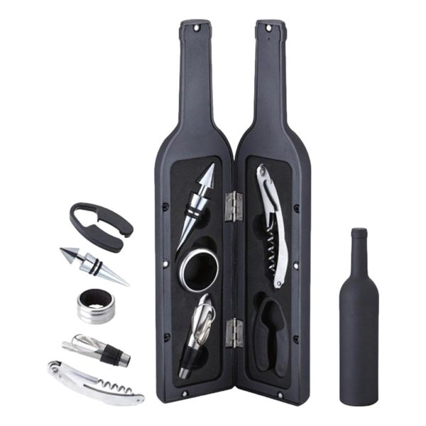 Set 5 accesorii pentru vin in forma de sticla