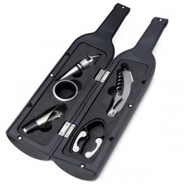 Set 5 accesorii pentru vin in forma de sticla