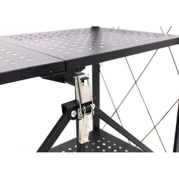 Raft depozitare, metalic, pliabil, pe roti, 5 polite, negru, 50 kg, 72x34x163 cm