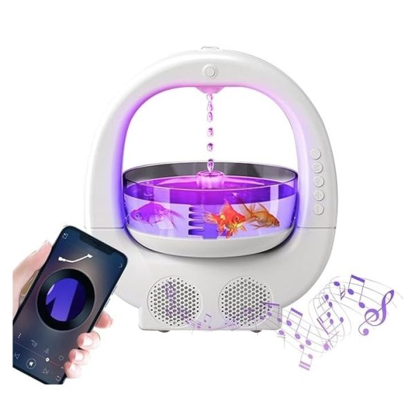 Umidificator antigravitatie cu difuzor bluetooth si efect vizual picaturi cu rezervor si Iluminare LED