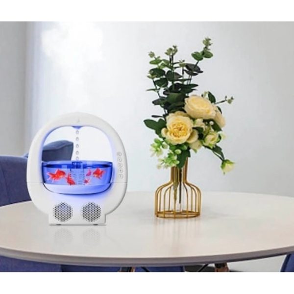 Umidificator antigravitatie cu difuzor bluetooth si efect vizual picaturi cu rezervor si Iluminare LED